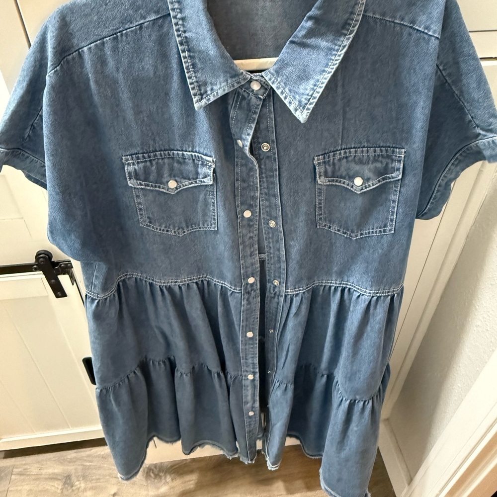 Blue Denim Button-Up Dress